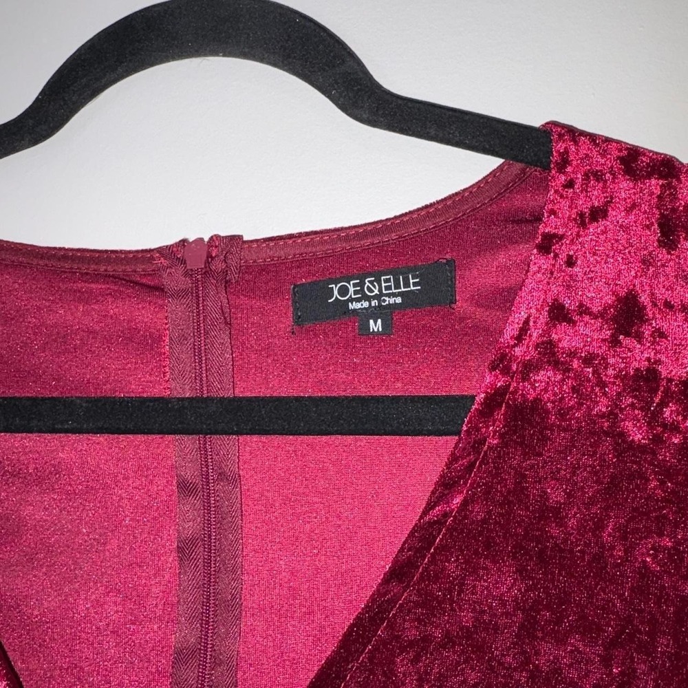 Crushed Velvet Surplice Joe & Elle Sheath Dress Womens Medium Burgundy - Picture 3 of 8